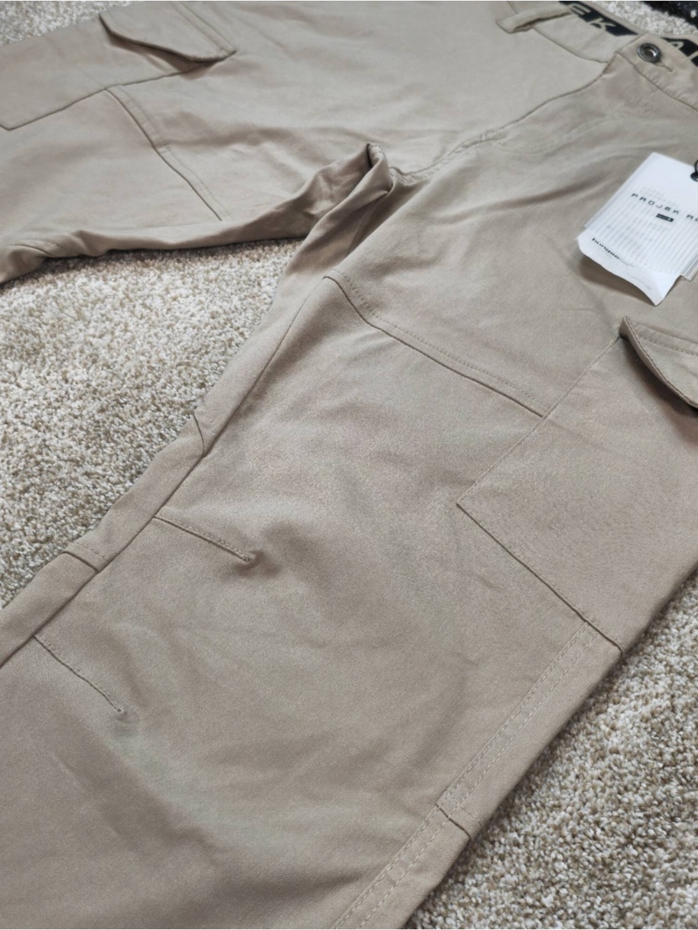 Men's Slim Straight Cargo Pants - Khaki - Picture 3 of 12